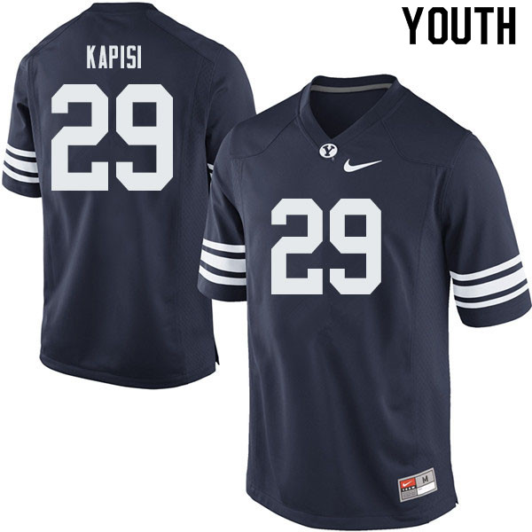 Youth #29 Jared Kapisi BYU Cougars College Football Jerseys Sale-Navy - Click Image to Close